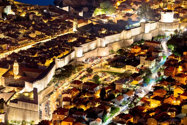 Dubrovnik Città Mura Vista Aerea Sera Dalmazia Regione Della Croazia — Foto Stock