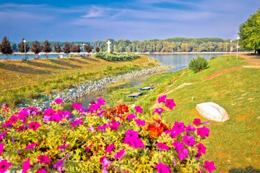 Vukovar şehir Vuka ve Tuna Nehri ağız görünümü, Hırvatistan'ın Slavonija bölge