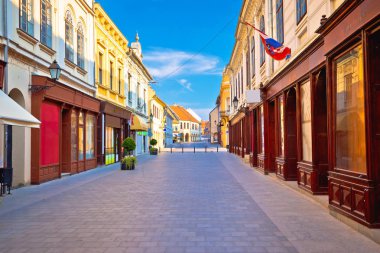 Vukovar kasaba Meydanı ve mimari sokak görünümü, Hırvatistan'ın Slavonija bölge