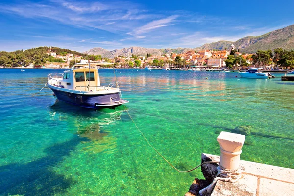 Colorido Puerto Color Turquesa Ciudad Cavtat Costa Sur Dalmacia Croacia — Foto de Stock
