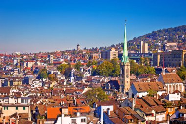Zürih çatıları ve cityscape görünümü, Orta İsviçre