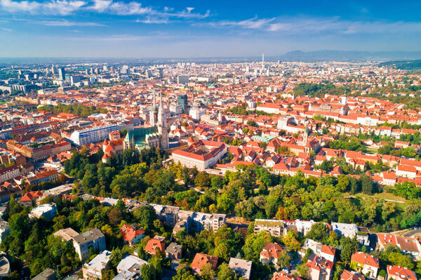 Zagreb historic city center aerial view, capital of Croatia