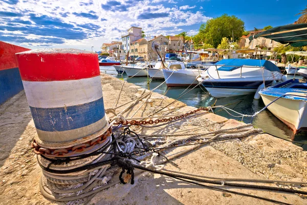 Poller Und Alte Boote Hafen Von Kastela Region Split Kroatien — Stockfoto