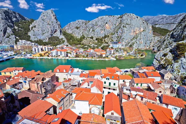 Ciudad Omis Desembocadura Del Río Cetina Vista Panorámica Región Dalmacia — Foto de Stock