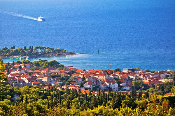 Zobrazení Kanálu Ostrov Města Supetar Brač Dalmácii Region Chorvatska — Stock fotografie