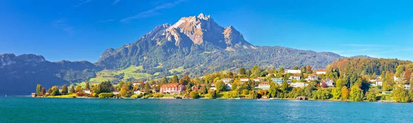 Küste Des Luzerner Sees Und Pilatus Bergpanorama Landschaft Der Zentralschweiz — Stockfoto