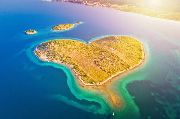 Wyspa Galesnjak Kształcie Serca Archipelagu Zadar Widok Lotu Ptaka Dalmacja — Zdjęcie stockowe