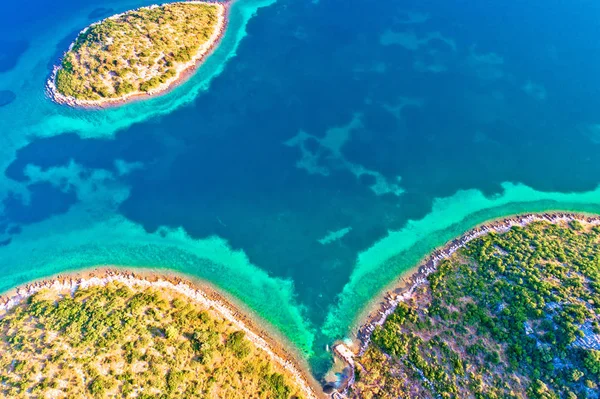 Śródziemnomorskiej Wyspie Zatoki Widok Lotu Ptaka Archipelag Zadar Chorwacja — Zdjęcie stockowe