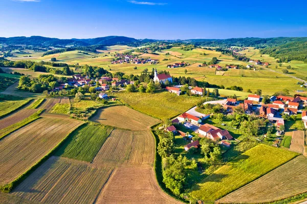 Byn Glogovnica Och Grön Natur Flygfoto Trafikknutpunkt Region Kroatien — Stockfoto