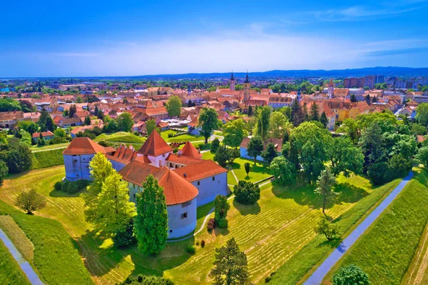Historisk Stad Varazdin Panorama Flygfoto Norra Kroatien — Stockfoto