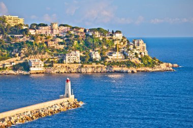 Cap de Nice Yarımadası ve liman giriş görünüm, Fransız Rivierası'nın bir turizm, Fransa'nın Alpes Maritimes bölgesini