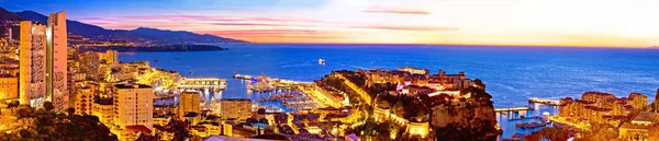 Monte Carlo Gród Kolorowy Wieczorem Panoramiczny Widok Góry Księstwo Monako — Zdjęcie stockowe