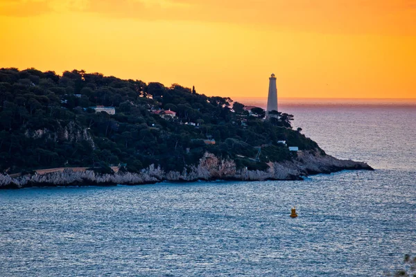Cap Ferrat peninsula and lighthouse sunrise view, amazing scenery of French riviera, Alpes Maritimes department of France