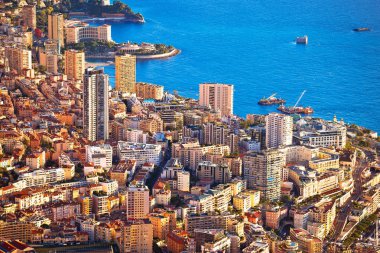 Monako ve Monte Carlo cityscape ve liman hava görünümünü, Monako Prensliği