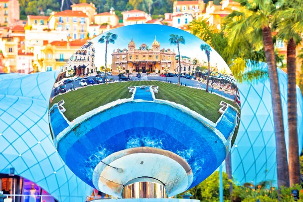 Fontaine Carrée Monte Carlo Place Casino Vue Réfléchissante Principauté Monaco — Photo