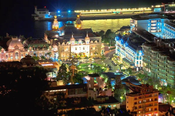 Monte Carlo Place Casino Vista Aérea Quadrado Noite Principado Mônaco — Fotografia de Stock