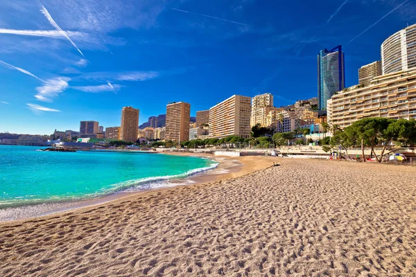 Les Plages Skyline Emerald Zand Uitzicht Het Strand Vorstendom Monaco — Stockfoto