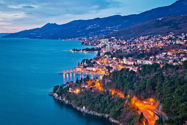 Opatija Riviera Και Kvarner Bay Πρωί Πανοραμική Θέα Από Ψηλά — Φωτογραφία Αρχείου