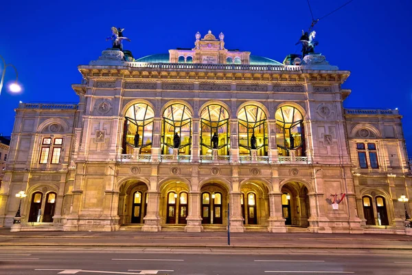 Wiedeńskiej Opery Państwowej Kwadratowych Architektura Widok Wieczór Stolicy Austrii — Zdjęcie stockowe