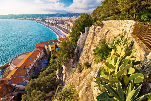 Ciudad de Niza Promenade des Anglais vista aérea frente al mar —  Fotos de Stock
