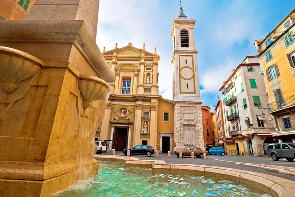 Catedral de Sainte Raparate y Plaza Rossetti en Niza vista — Foto de Stock