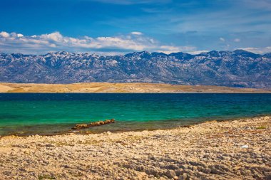 Zadar alan taş çöl sahil sahne ve Velebit Island view