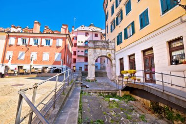 Arco di Riccardo colorful square in Trieste street view clipart