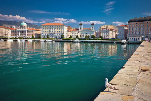 Stad Trieste waterkant uitzicht — Stockfoto