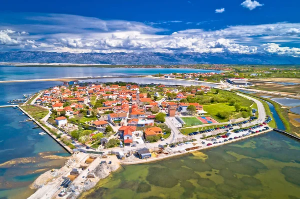 Historic town of Nin laguna aerial view — Stock Photo, Image