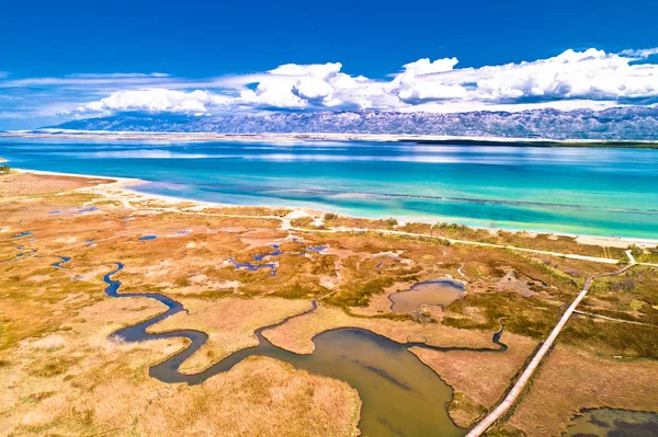 Sea marshes and shallow sand beach of Nin aerial view — Stock Photo, Image