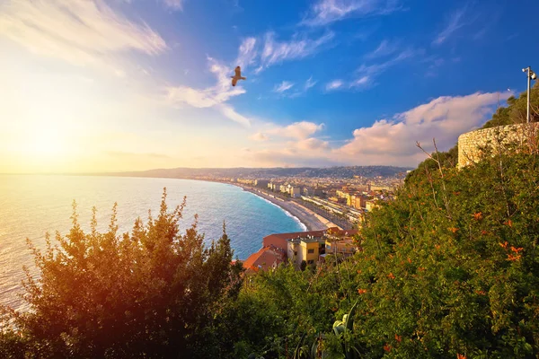 Ciudad de Niza Promenade des Anglais vista aérea frente al mar — Foto de Stock