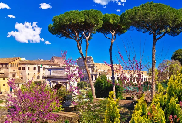 风景秀丽的春天，罗马的废墟全景 — 图库照片