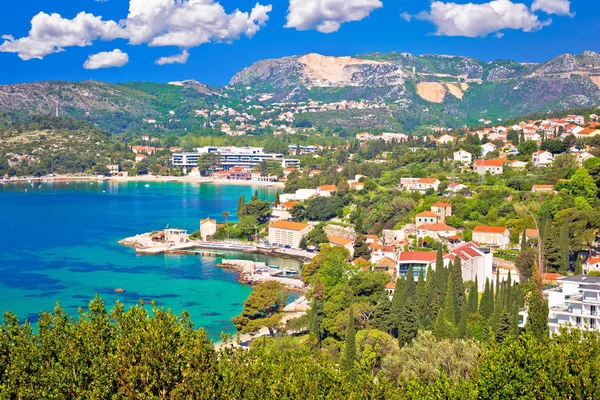 Uitzicht op de Adriatische kust in Srebreno en Mlini Bay — Stockfoto