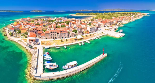 Färgglada ön Krapanj Aerial panoramautsikt — Stockfoto