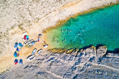 Zadar archipelago idyllic cove beach in stone desert scenery nea clipart