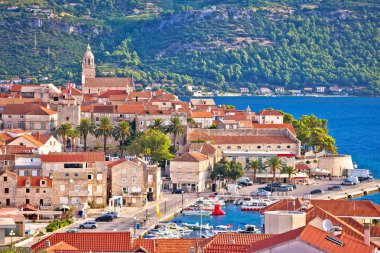 Korcula'nın tarihi kenti panoramik manzara