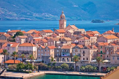 Korcula'nın tarihi kenti panoramik manzara