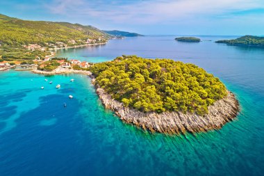 Aerial view of Prizba on island Korcula clipart
