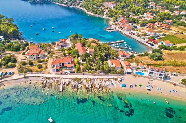 Vista aérea de la playa de Prizba en la isla Korcula —  Fotos de Stock