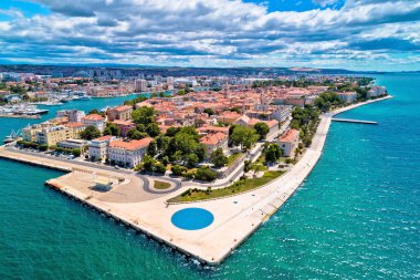 Zadar. Zadar kenti tarihi yarımada panoramik hava manzarası, Croati 'nin Dalmaçya bölgesi