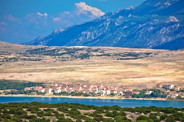 Wyspa Pag Wieś Metajna Velebit Montain Tle Widok Dalmacja Region — Zdjęcie stockowe