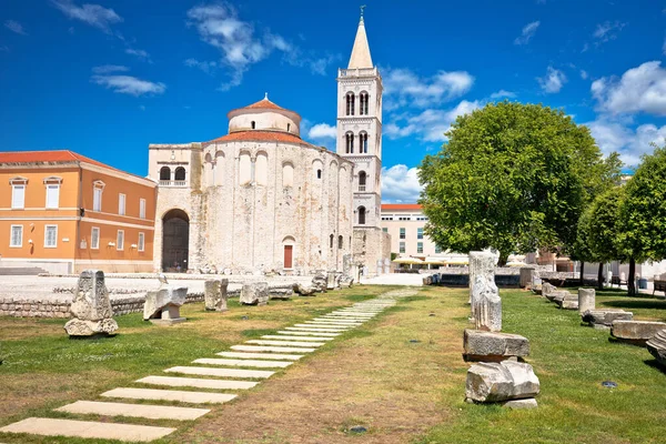 Zadar Történelmi Tér Katedrális Szent Donat Kilátás Dalmácia Régió Horvátország — Stock Fotó