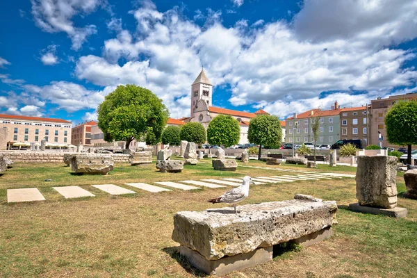 Zabytkowy Kościół Zadarze Rzymskie Artefakty Starym Placu Dalmacja Region Chorwacji — Zdjęcie stockowe