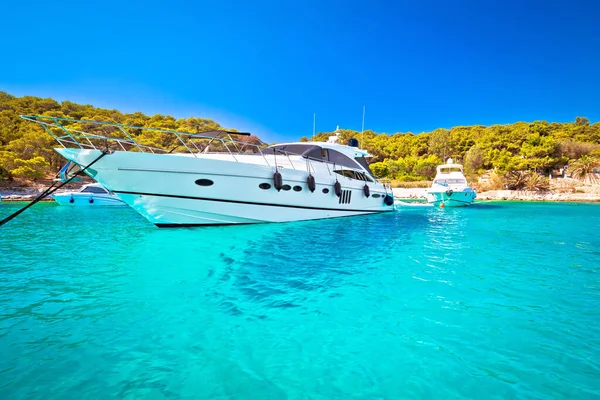 Bahía Palmizana Pakleni Islas Otoci Vista Turquesa Del Destino Yates — Foto de Stock