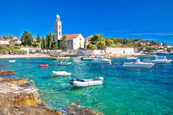 Turkusowe Morze Wyspy Hvar Franciszkański Widok Klasztor Dalmacji Croati — Zdjęcie stockowe