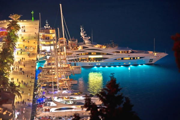 Hvar Bay Yachting Harbor Air Panoramic Evening View Island Dalmatia — стокове фото