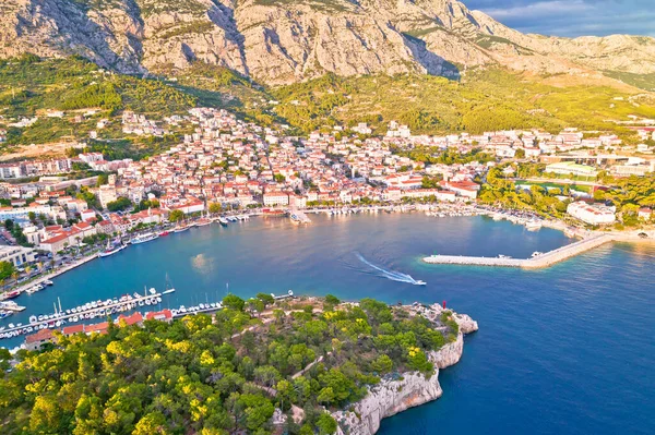 Makarska Turystyczne Miasto Makarska Widok Lotu Ptaka Dalmacja Archipelag Chorwacji — Zdjęcie stockowe