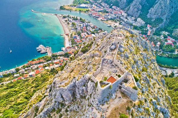Starigrad Fortica Fort Cetina Riviermonding Omis Antenne Uitzicht Dalmatië Regio — Stockfoto