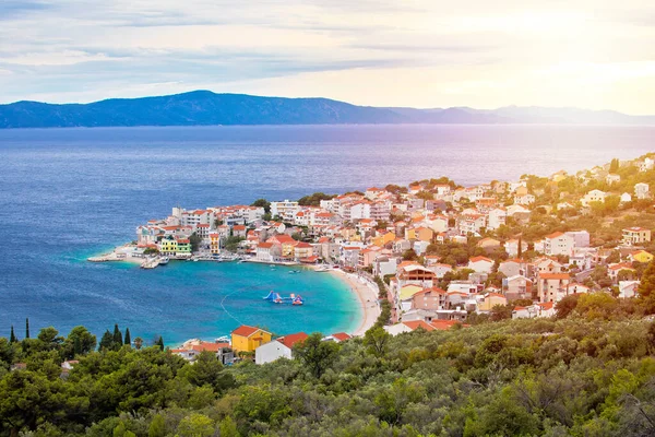 Igrane Villaggio Sulla Riviera Makarska Vista Sul Tramonto Dalmazia Regione — Foto Stock