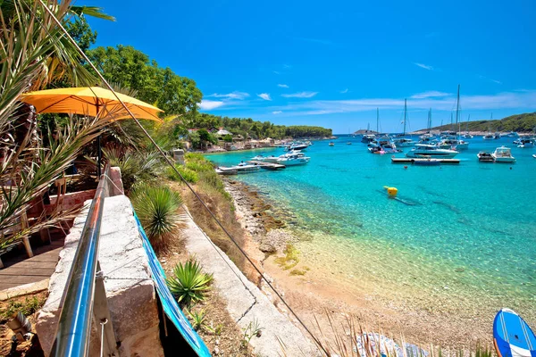 Palmizana Türkisfarbener Strand Auf Pakleni Otoci Inseln Yachting Destination Blick — Stockfoto